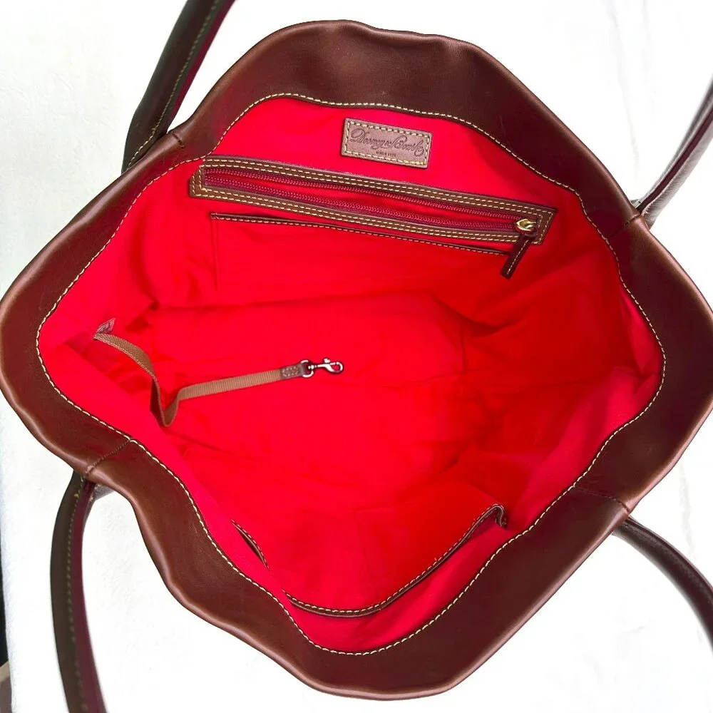 Dooney & Bourke Florentine Natural Smooth Leather Logo Lock Large Shoulder Bag - Picture 4 of 5